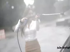 스타킹, 모피 및 공용 미니 스커트에 줄리 득의 최고