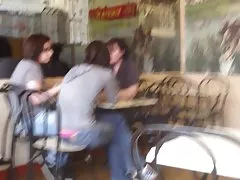 끈 슬립-핑크 끈 팬티 노출