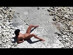 슬림 빠져 있 었 단된 소녀, 다리 확산 음부에 슬리퍼를가지고