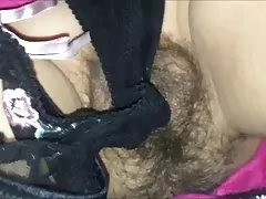 Cumming 모든 걸친 털이 음부 closeup