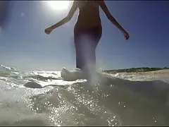 놀라운 화려한 검게 비치 누드입니다.