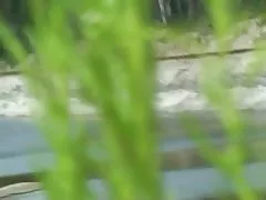 니스에 금발의 섹 해변