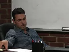 금발의 schoolgirl 지 teacher