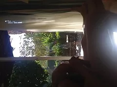 아마추어 십 대 창 앞을 빌어 먹을