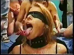 Blindfold bukkake slave part2