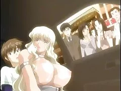 헨타이 (영어 및 스페인어) 자동차에서 금발의 안 드 로이드 공공 섹스