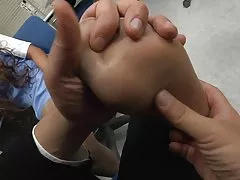 아시아 사무실 숙녀에서 팬티 스타킹